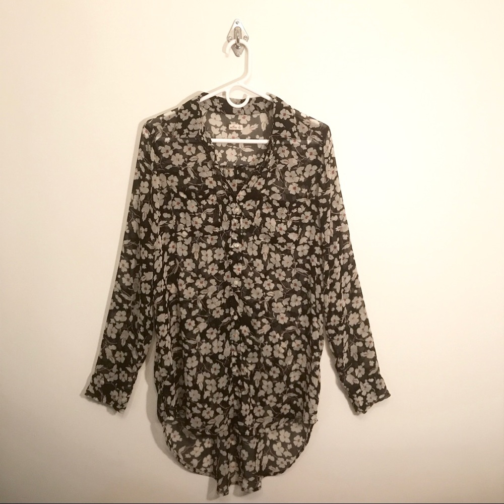 Hollister High-Low Buttoned Tunic Top Size Medium